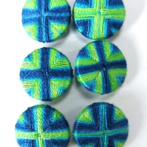 6 Blue and Green Deaths Head Buttons