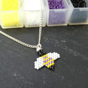 Non-Binary Pride Beaded Bee Necklace