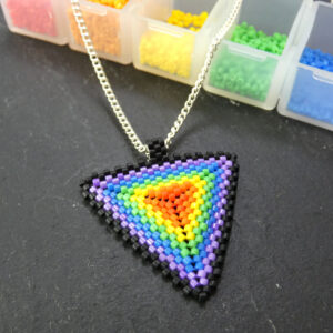 Rainbow Peyote Triangle Pendant