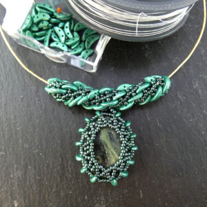 Beaded Jasper Necklace on Gold Wire