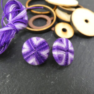 Purple Gradient Death's Head Button Stud Earrings