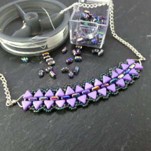 Purple Geometric Triangle Choker