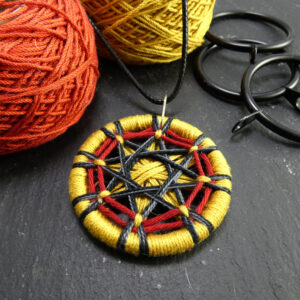 Mustard and Red Large Zwirnknopfe