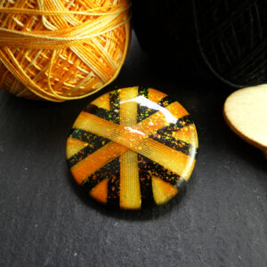 Orange and Black Star Button Brooch