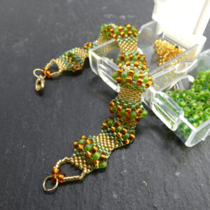 Green and Gold Peyote Bracelet