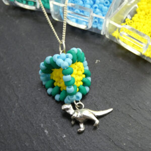 Right Angle Weave Dinosaur Pendant
