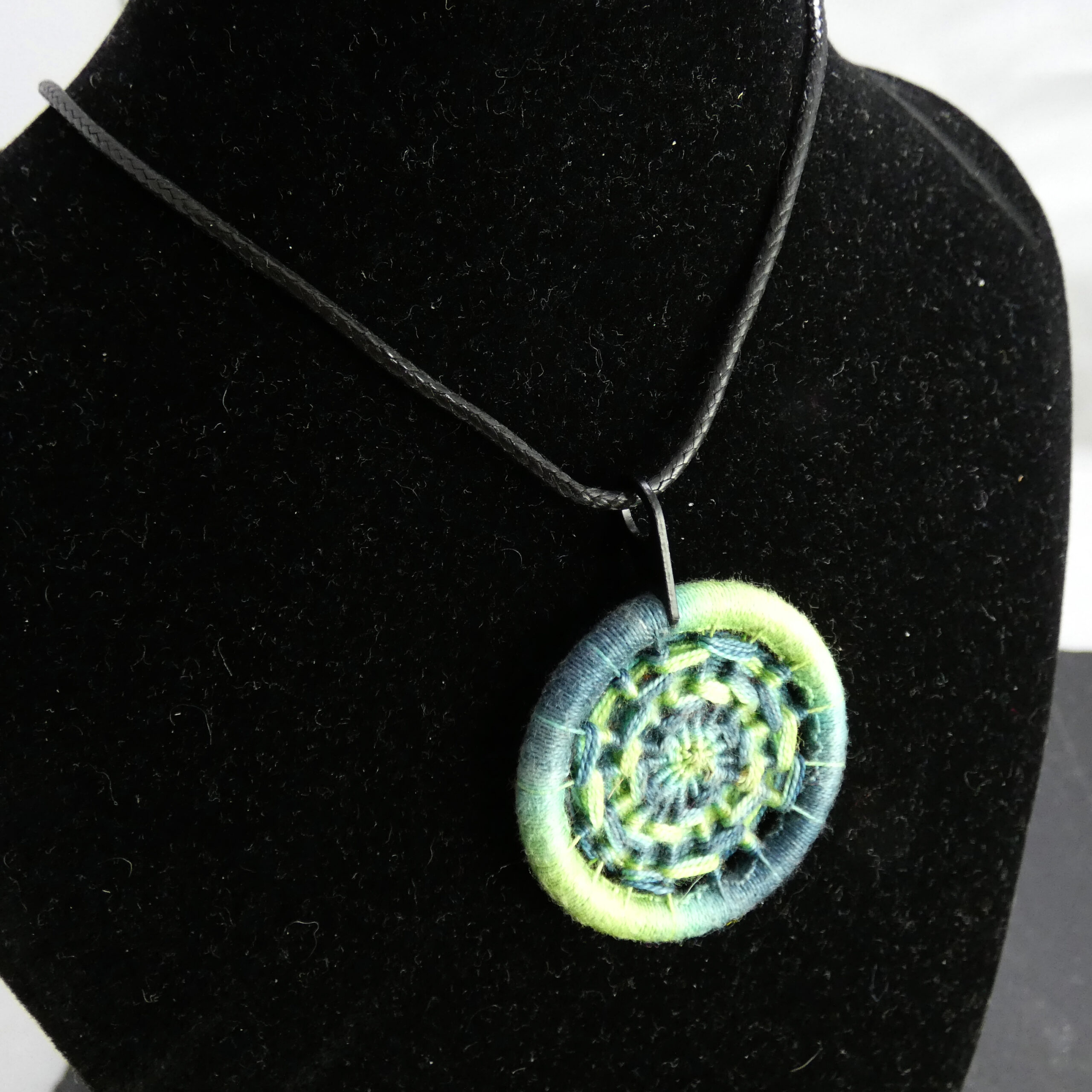 Green and Blue Swirl Dorset Button Pendant - Image 3
