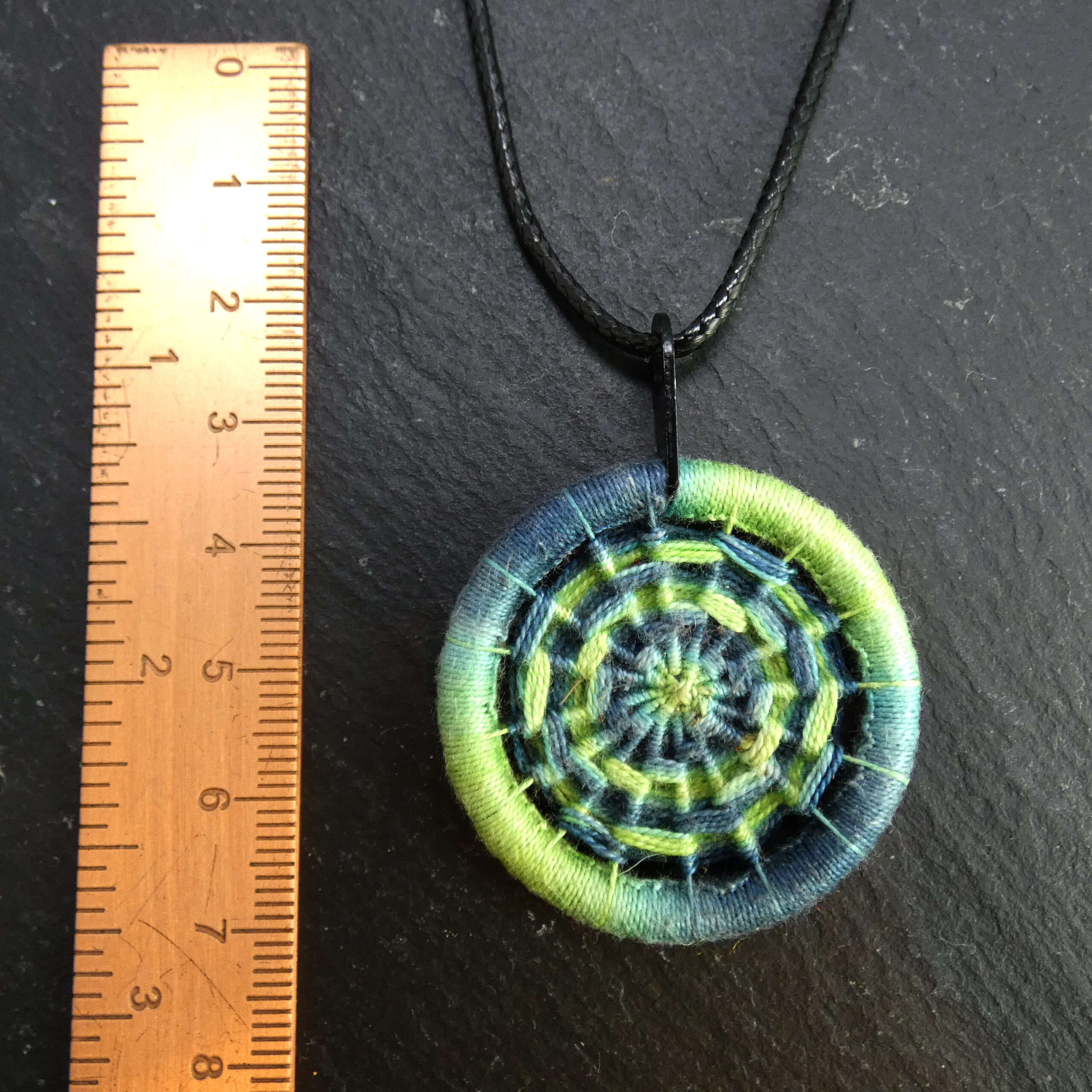 Green and Blue Swirl Dorset Button Pendant - Image 4