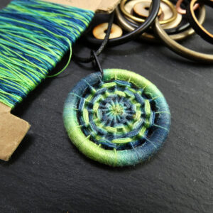 Green and Blue Swirl Dorset Button Pendant