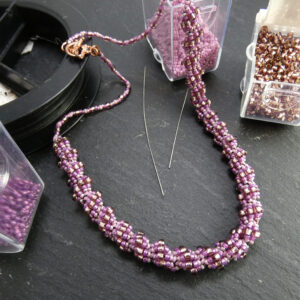 Purple Spiral Stitch Necklace