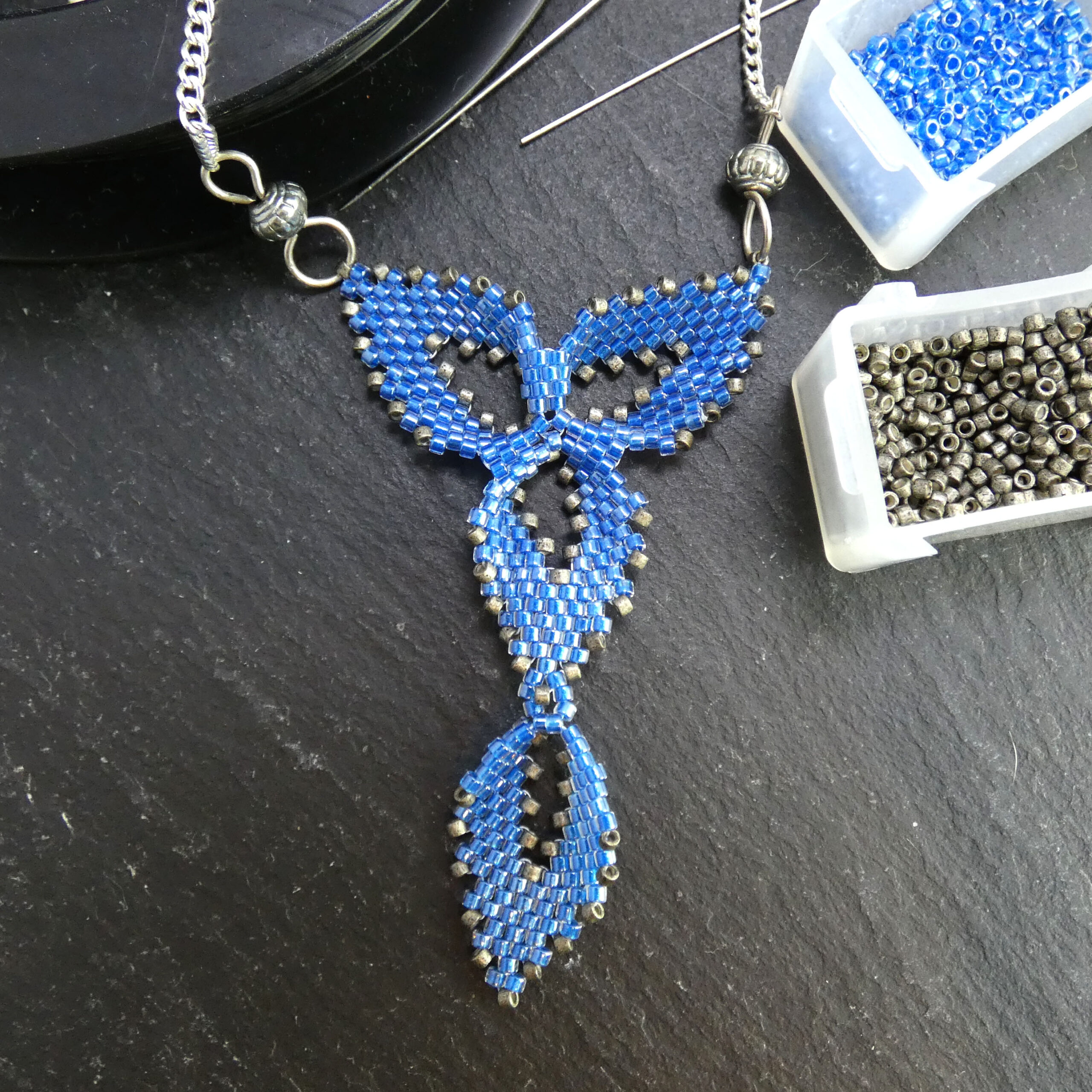 Blue Russian Leaf Necklace - Image 2