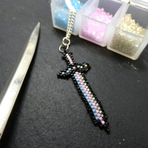 Trans Pride Beaded Sword Necklace