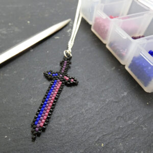 Bi Pride Beaded Sword Necklace