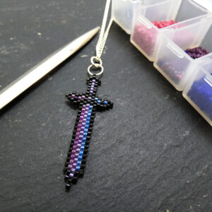 Bi Pride Beaded Sword Necklace (Shiny)