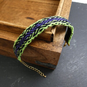 Tablet Woven Green and Purple Bracelet