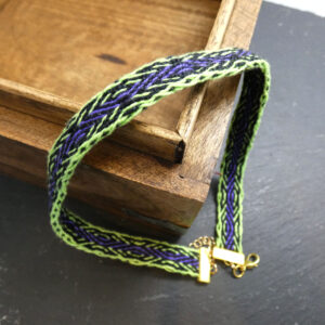 Tablet Woven Green and Purple Necklace